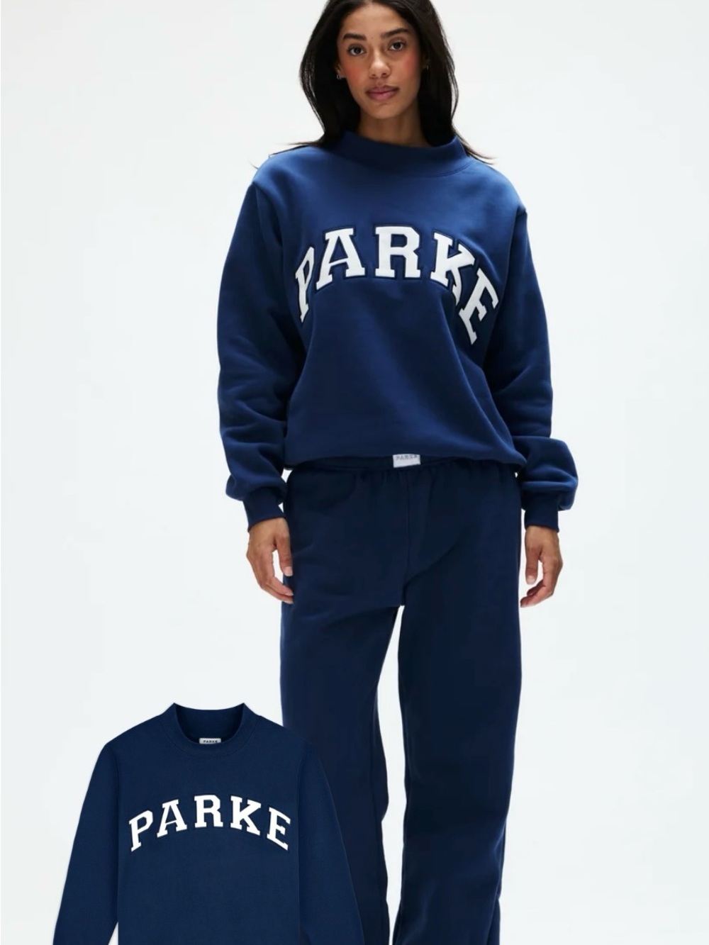Parke Women's Navy Blue Mockneck Sweatshirt Size L-XL New in bag